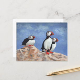 Carte Postale Puffin Trio