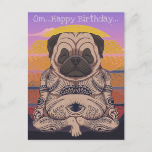 Carte Postale Pug Birthday Postcard