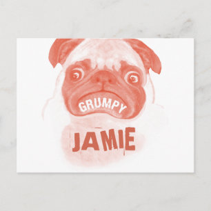 Carte Postale Puggy Grumpy Coral Orange