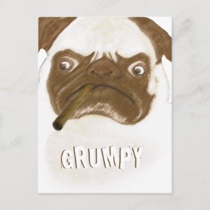Carte Postale Puggy Grumpy personnalisée avec Cigar