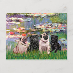 Carte Postale Pugs (Quatre) - Lilies2