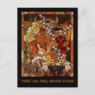 Carte Postale Puis Tout Enfer Brossé Loose