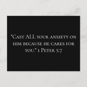 Carte Postale Puissante citation biblique sur l'anxiété Noir et 