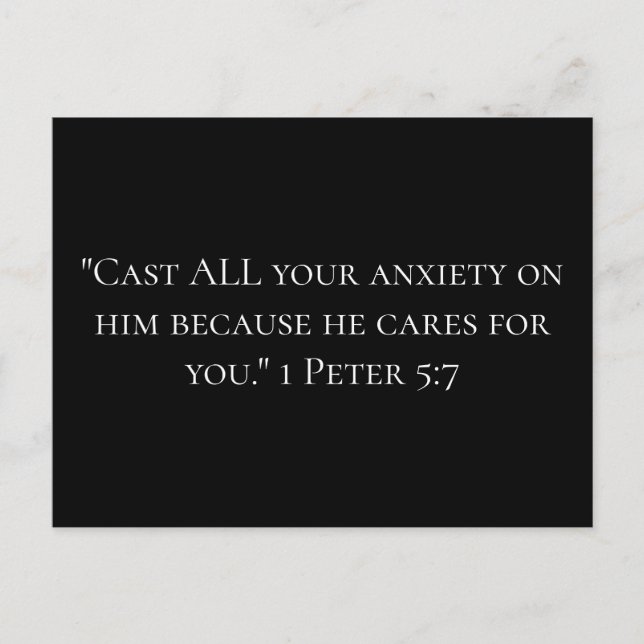 Carte Postale Puissante citation de la Bible sur l'anxiété Noir  (Devant)