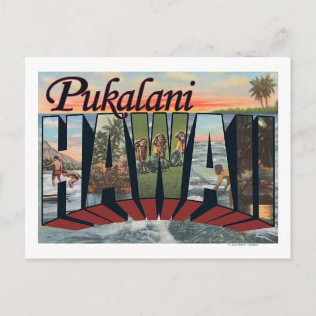 Carte Postale Pukalani, Hawaii - Scènes de grandes lettres (Devant)
