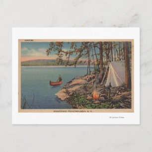 Carte Postale Pulaski, NY Vue du canot, Camping, Tente, Lac