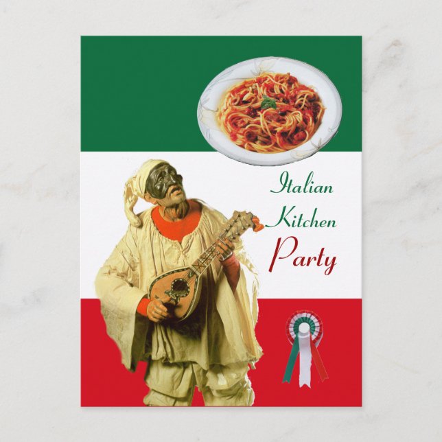 Carte Postale PULCINELLA ITALIAN KITCHEN PARTY Red Green Recette (Devant)
