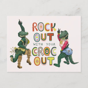 Carte Postale Punaises de Crocodile Drôle Faites du Rock avec Vo