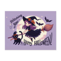 Punition de Halloween mignonne avec sorcière et ch