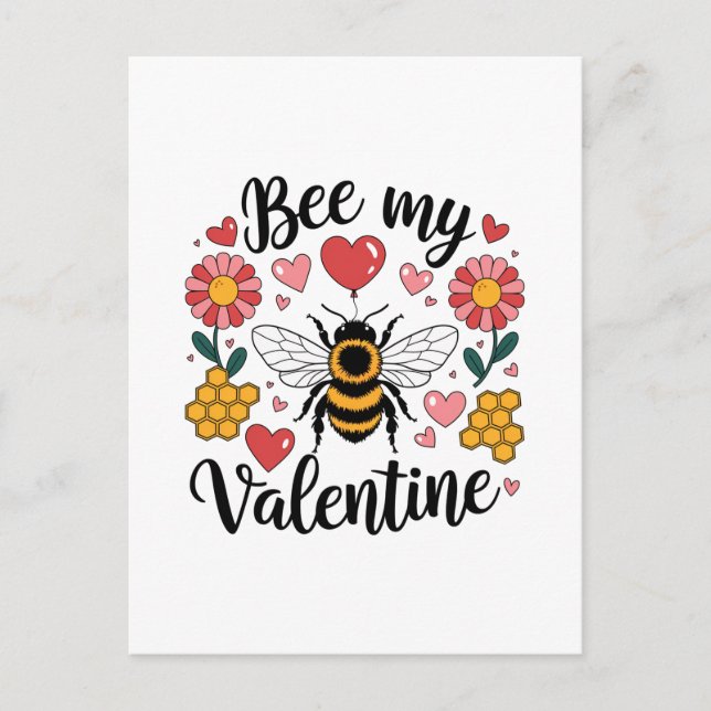 Carte Postale Punny Bee my Valentine (Devant)