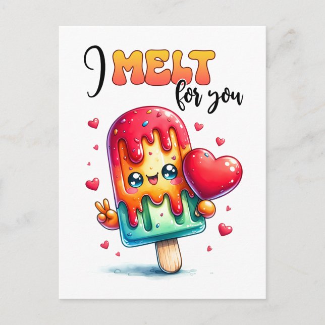 Carte Postale Punny Je fond pour toi Valentine (Devant)