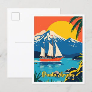 Carte Postale Punta Arenas Chili Pop Art Voyage Illustration