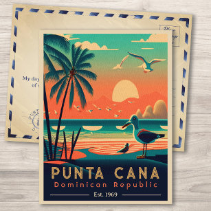 Carte Postale Punta Cana DR Retro Sunset Souvenirs 1960