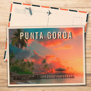 Carte Postale Punta Gorda Floride Palmier tropical 1950