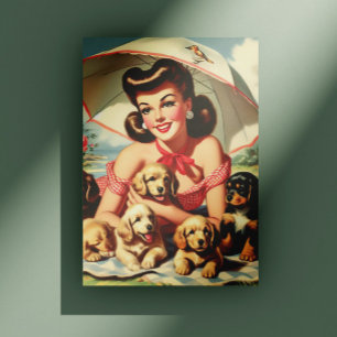 Carte Postale Puppies mignonnes Pin Vintage