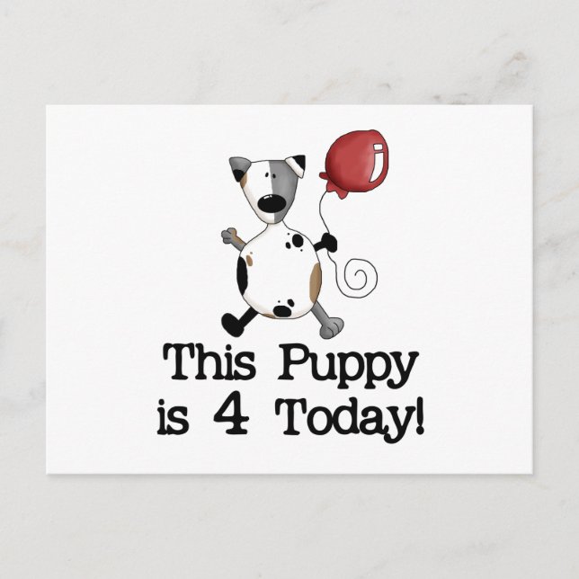 Carte Postale Puppy est 4 Tshirts et cadeaux d'anniversaire (Devant)
