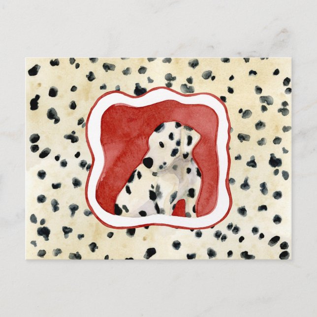 Carte Postale "Puppy Love", Art des chiots dalmate par Audrey Je (Devant)