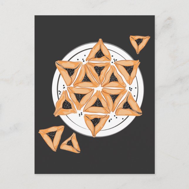 Carte Postale Purim Hamantash Hamantaschen Étoile juive (Devant)