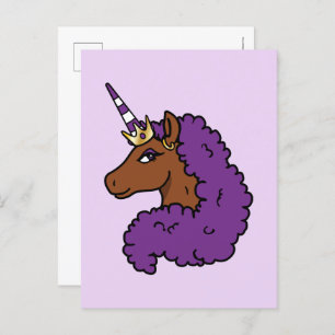Carte Postale Purple Afro Unicorn