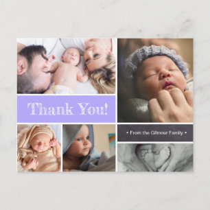 Carte Postale Purple Baby photo collage faire-part