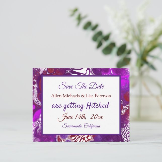 Carte Postale Purple Bourgogne pour Peinture.Mariage Enregistrer (Debout devant)