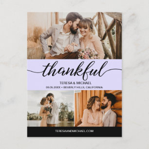 Carte Postale Purple Classic Thankful Script 3 Mariage photo