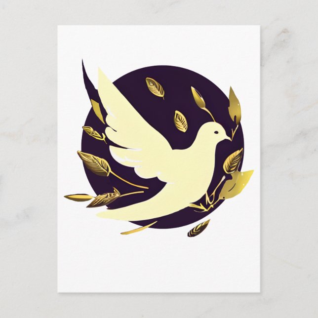 Carte Postale Purple et Gold Peace Dove (Devant)