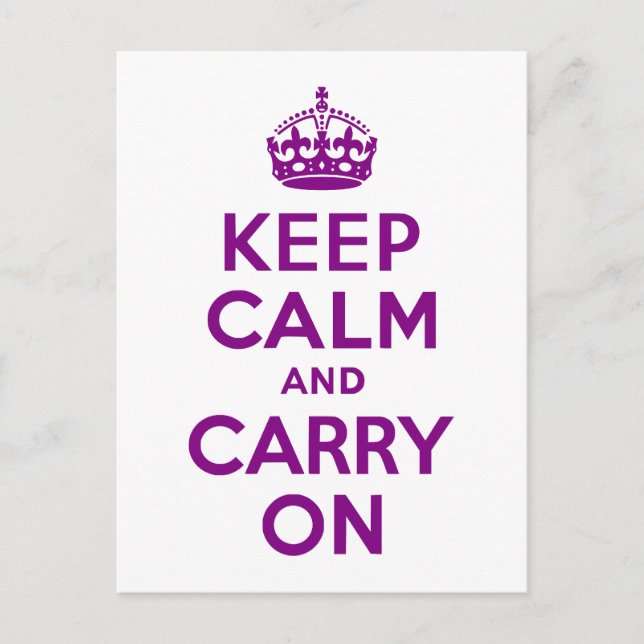 Carte Postale Purple Gardez le calme et continuer (Devant)