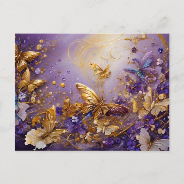 Carte Postale Purple & Gold Butterfly # 16 (Devant)