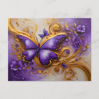 Carte Postale Purple & Gold Butterfly # 2