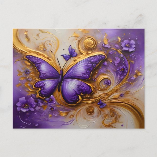 Carte Postale Purple & Gold Butterfly # 2 (Devant)