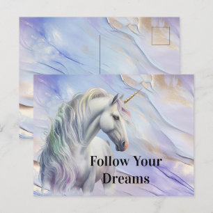 Carte Postale Purple Gold Dream Unicorn