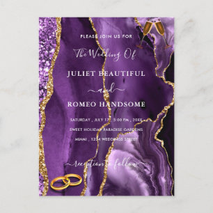 Carte Postale Purple Gold Parties scintillant Votre Faire-part d