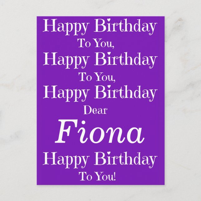 Carte postale Purple Happy Birthday Song (Devant)
