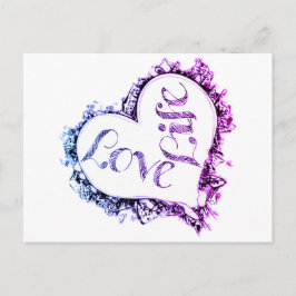 Carte Postale Purple Love Life Conception de forme de coeur