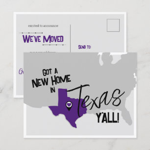 Carte Postale Purple New Home au Texas Y'all Moving