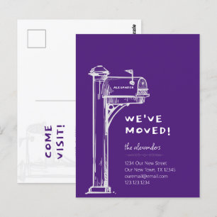Carte Postale Purple Nous avons Déplacé la boîte aux lettres en 