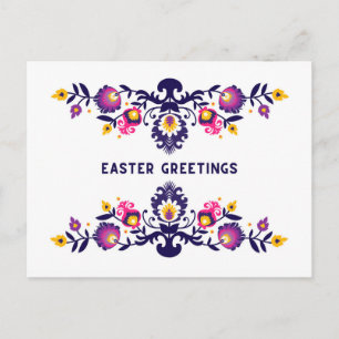 Carte Postale Purple Pâques Salutations Folklore Texte personnal