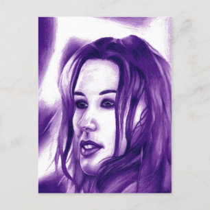 Carte Postale Purple People Woman Portrait Art original