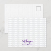 Carte Postale Purple Personnalisée Knit Stitch