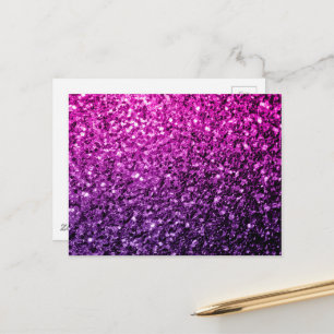 Carte Postale Purple Pink Ombre faux parties scintillant scintil