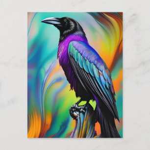 Carte Postale Purple Raven, arrière - plan des aurores boréales
