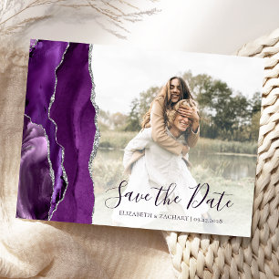 Carte Postale Purple Silver Agate Photo personnalisée Enregistre