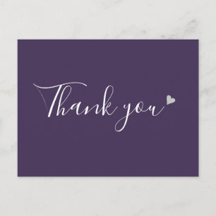 Carte Postale Purple Silver Heart Script Merci d'affaires