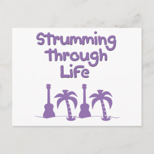 Carte Postale Purple Ukulele hawaiin surf tropical