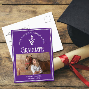 Carte Postale Purple White Vétérinaire École Photo Graduation