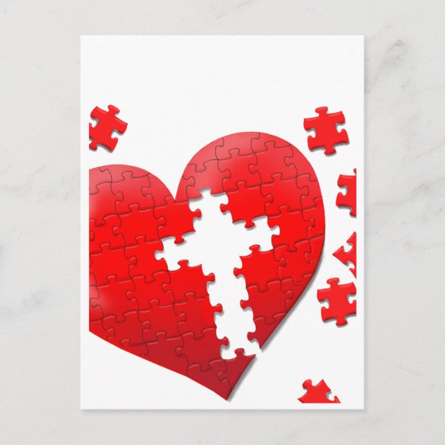 Carte Postale Puzzle de coeur d'amour chrétien (Devant)