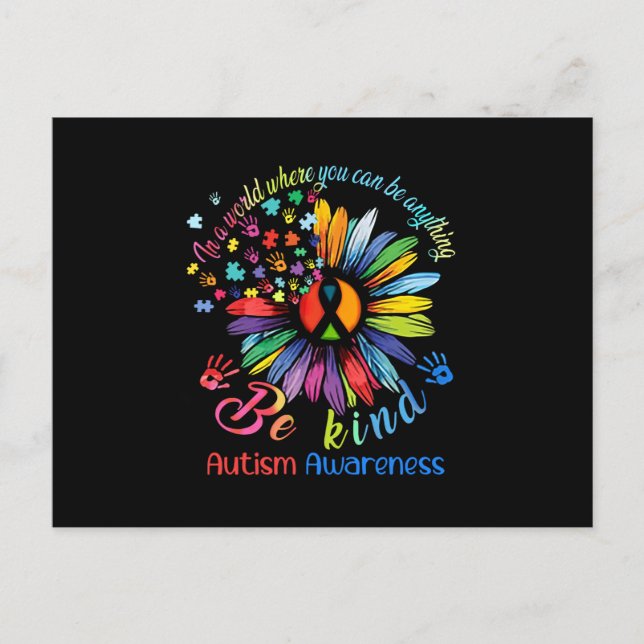 Carte Postale Puzzle Sunflower Be Kind Autism Awareness Support (Devant)