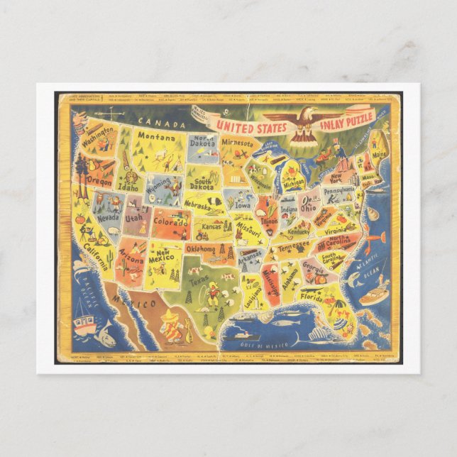 Carte postale Puzzle vintage USA (Devant)