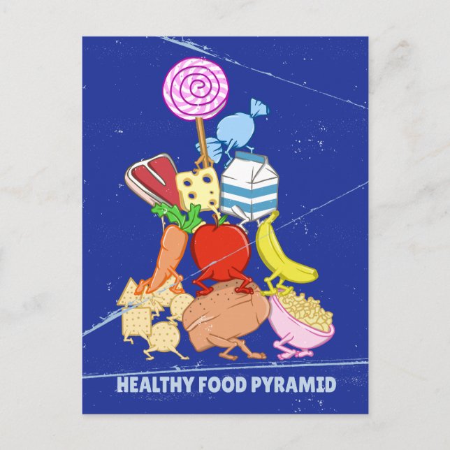 Carte Postale Pyramide alimentaire saine dessin humoristique (Devant)